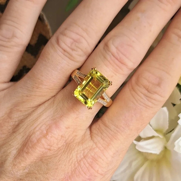 Ouro Verde Quartz & Natural White Zircon Ring. - Picture 3 of 8